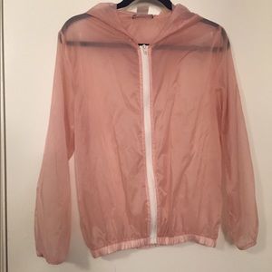 Brandy Melville sheer pink zip-up hoodie